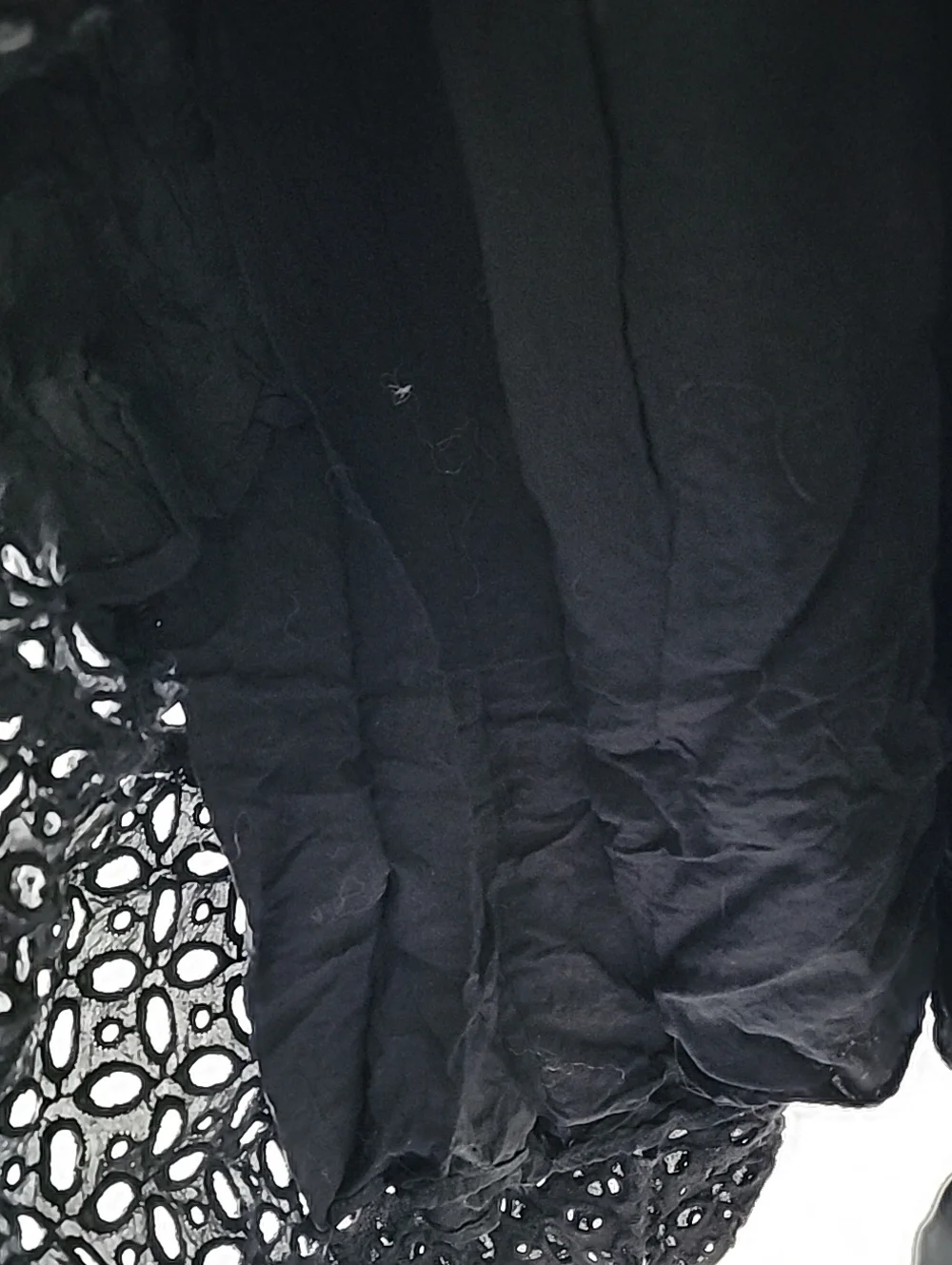 Anthropologie The Somerset Black Eyelet Mini-Dress V-Neck Tiered Lined Sz Large